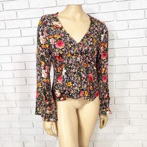 Topshop Women’s Floral V-Neck Women's Top
